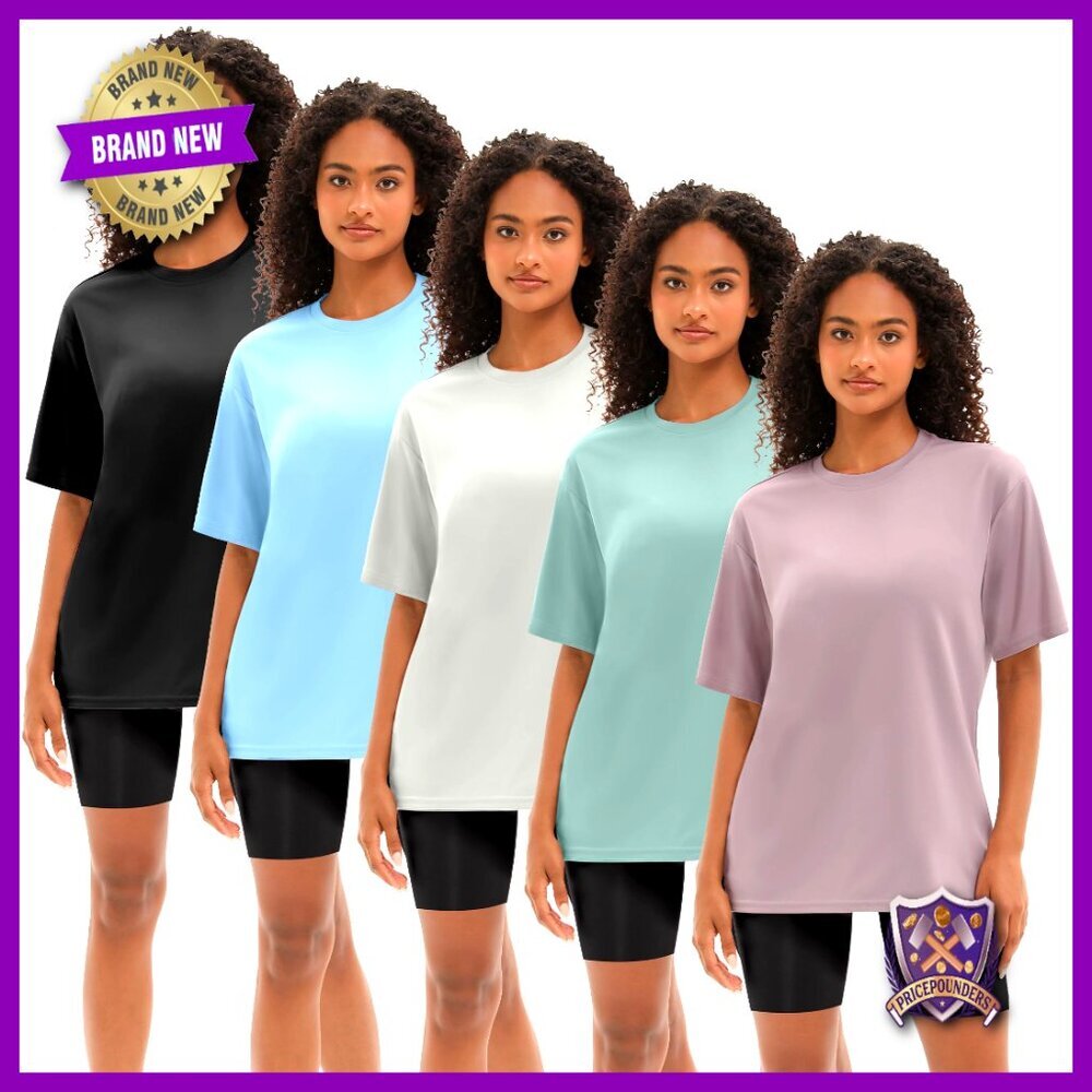 Plus Size Oversized Dry Fit Workout T-Shirts 5 Pack Baggy Gym Tees